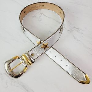 BB Simon belt Just Clever Vintage Silver Gold Star Studded Leather